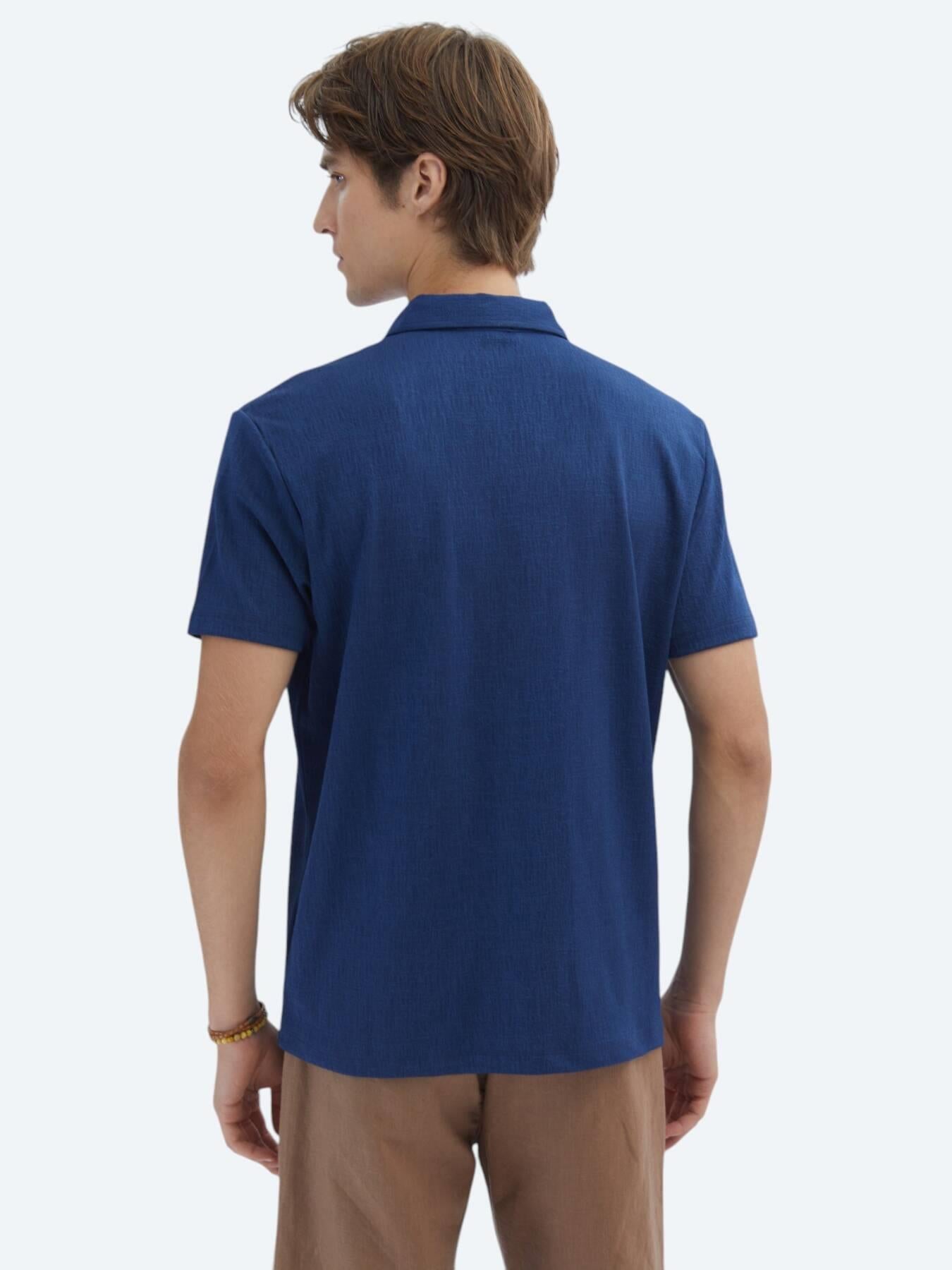 Indigo Jakarlı Polo Yaka T-shirt