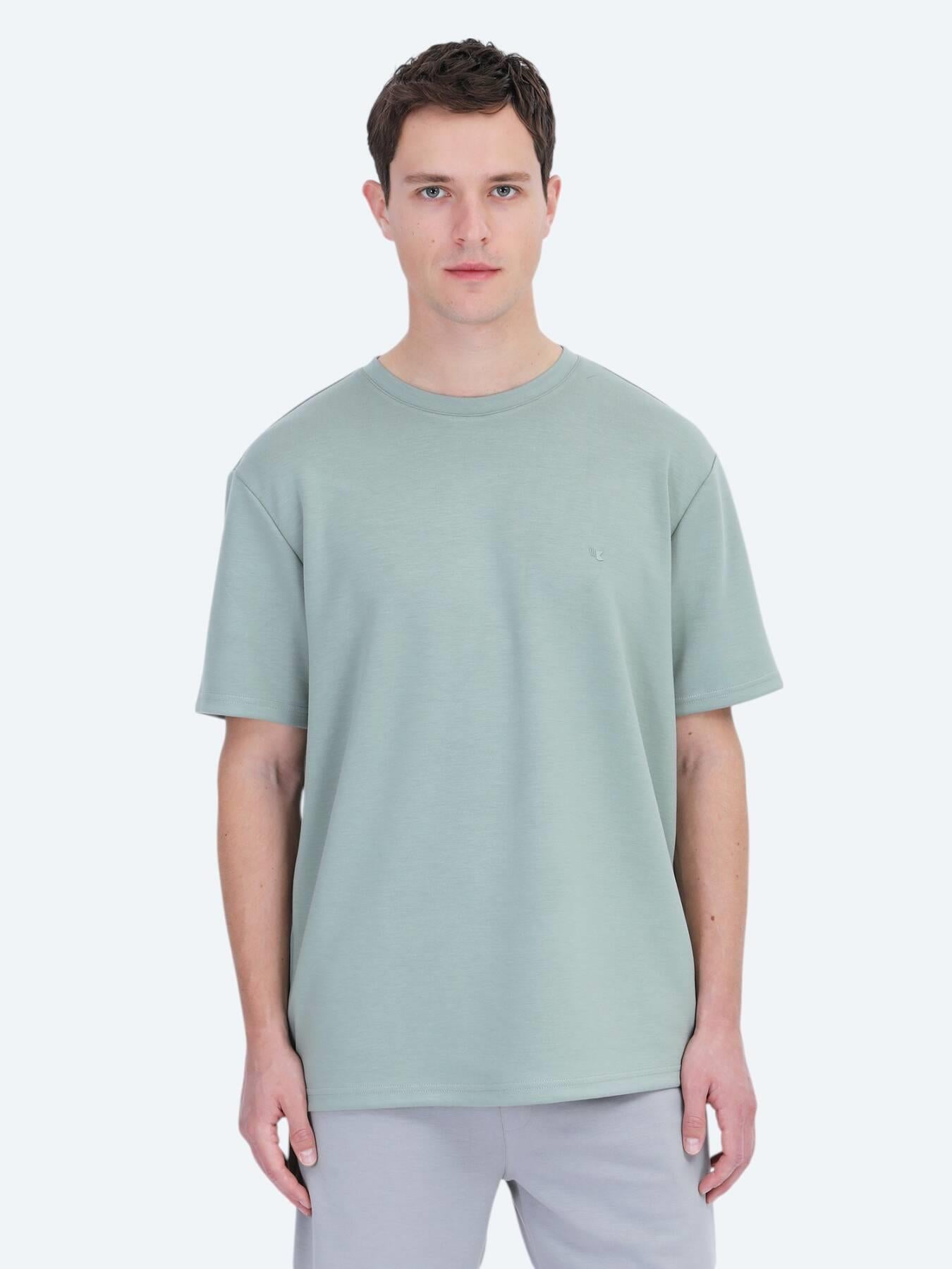 Açık Yeşil Düz Bisiklet Yaka T-shirt