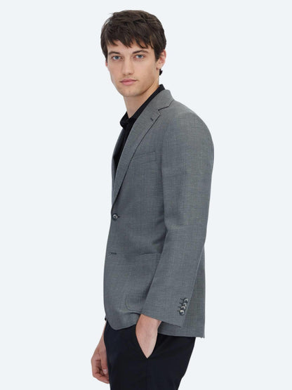 Antrasit Düz Modern Fit Yün Karışımlı Ceket