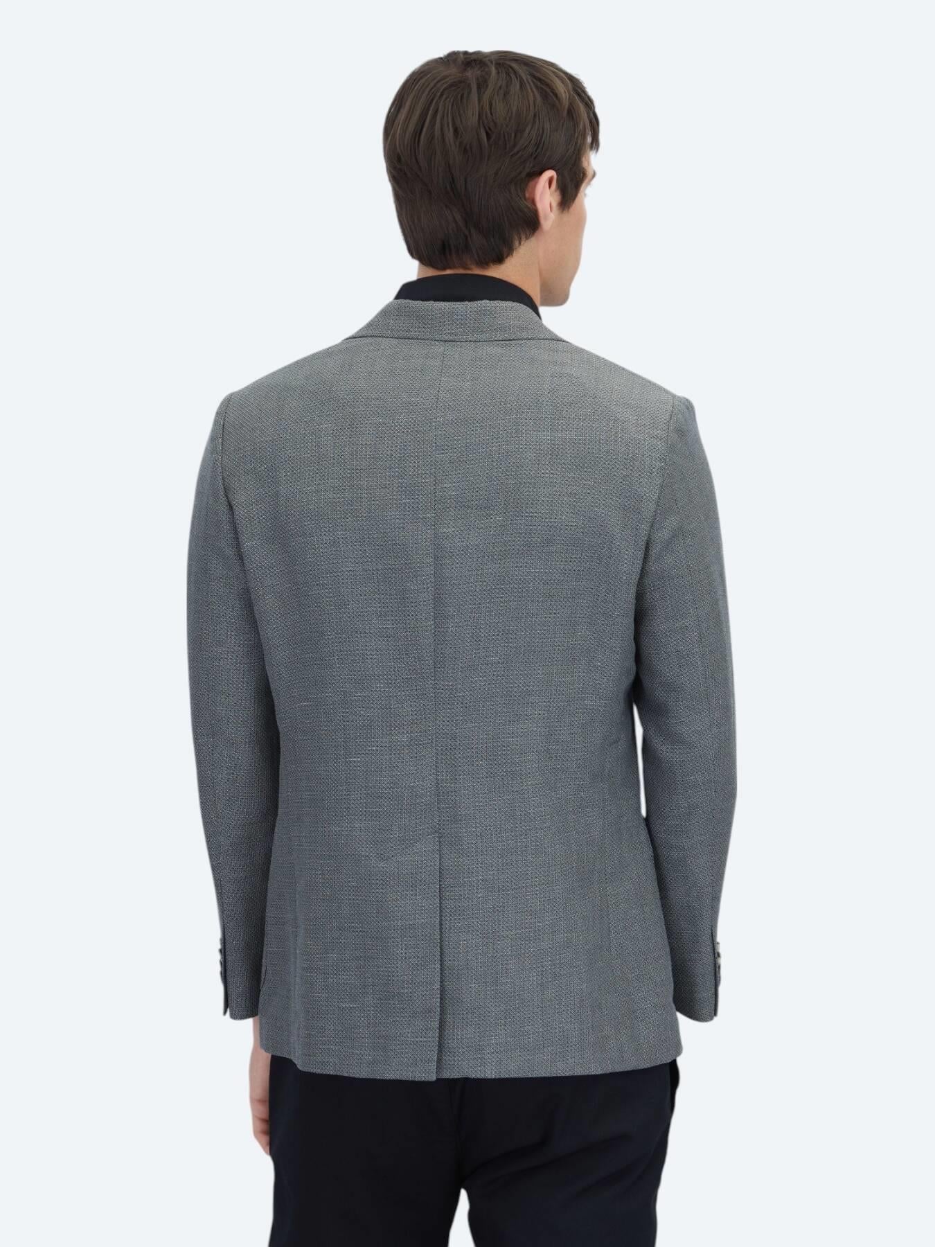Antrasit Düz Modern Fit Yün Karışımlı Ceket