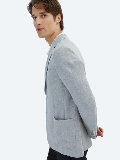 Gri Desenli Modern Fit Ceket