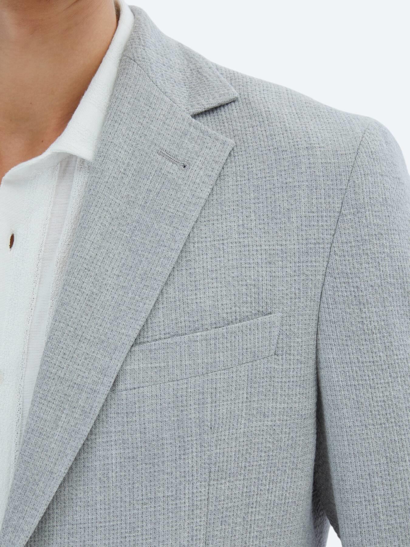 Gri Desenli Modern Fit Ceket