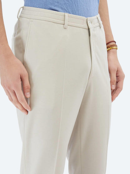 Bej Düz Modern Fit %100 Pamuk Örme Takım Elbise