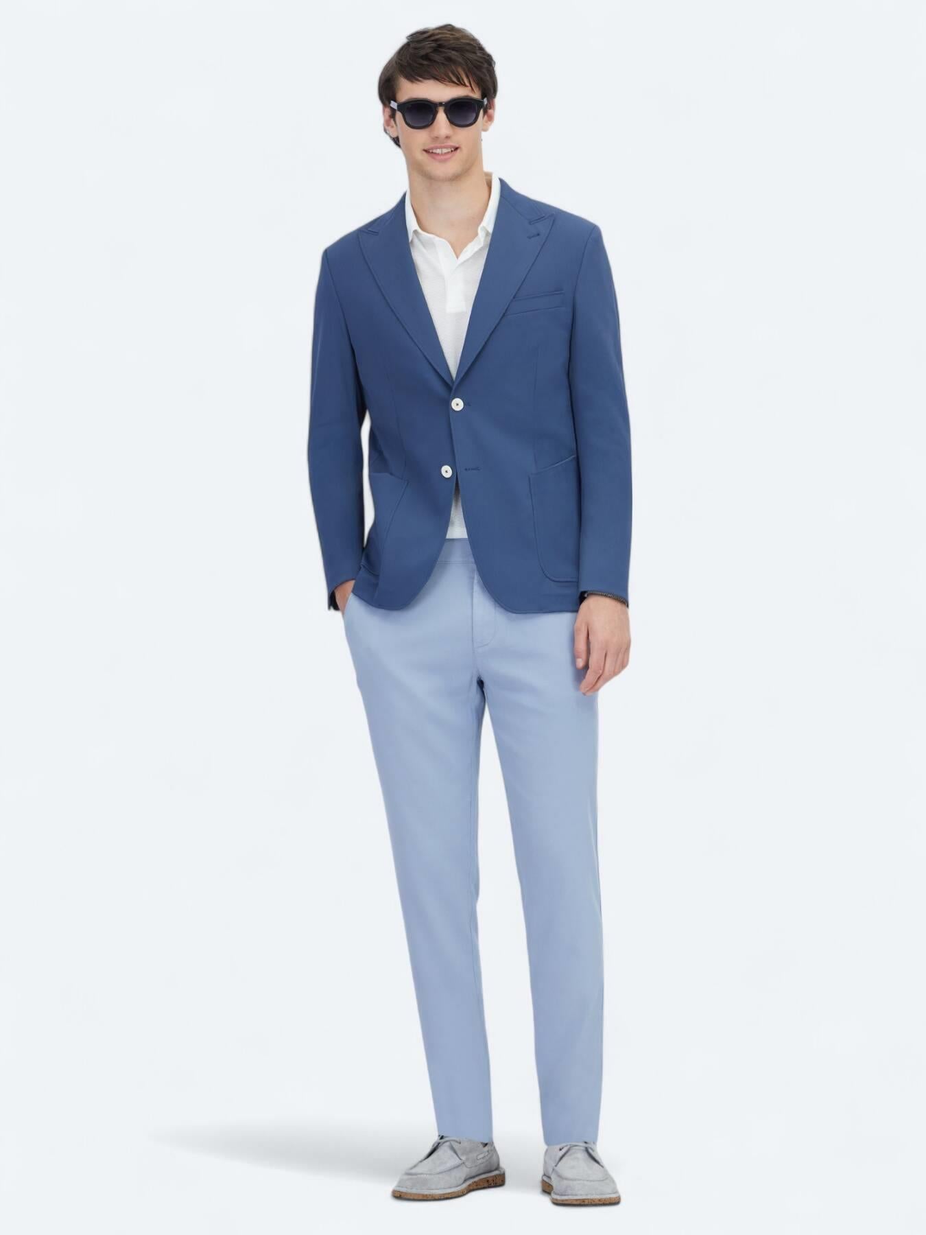 Indigo Desenli Modern Fit Ceket