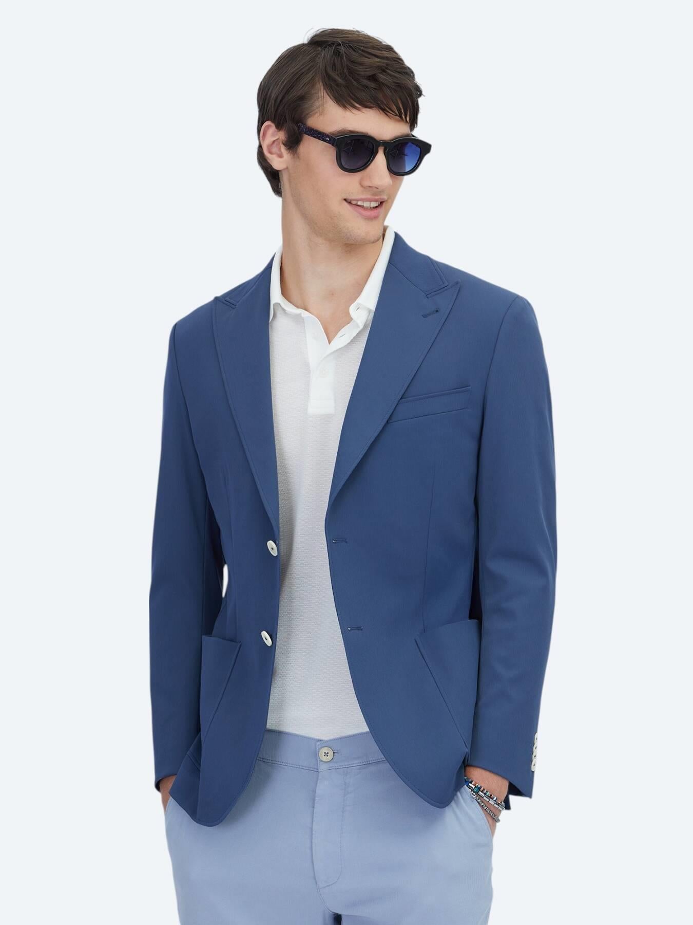 Indigo Desenli Modern Fit Ceket