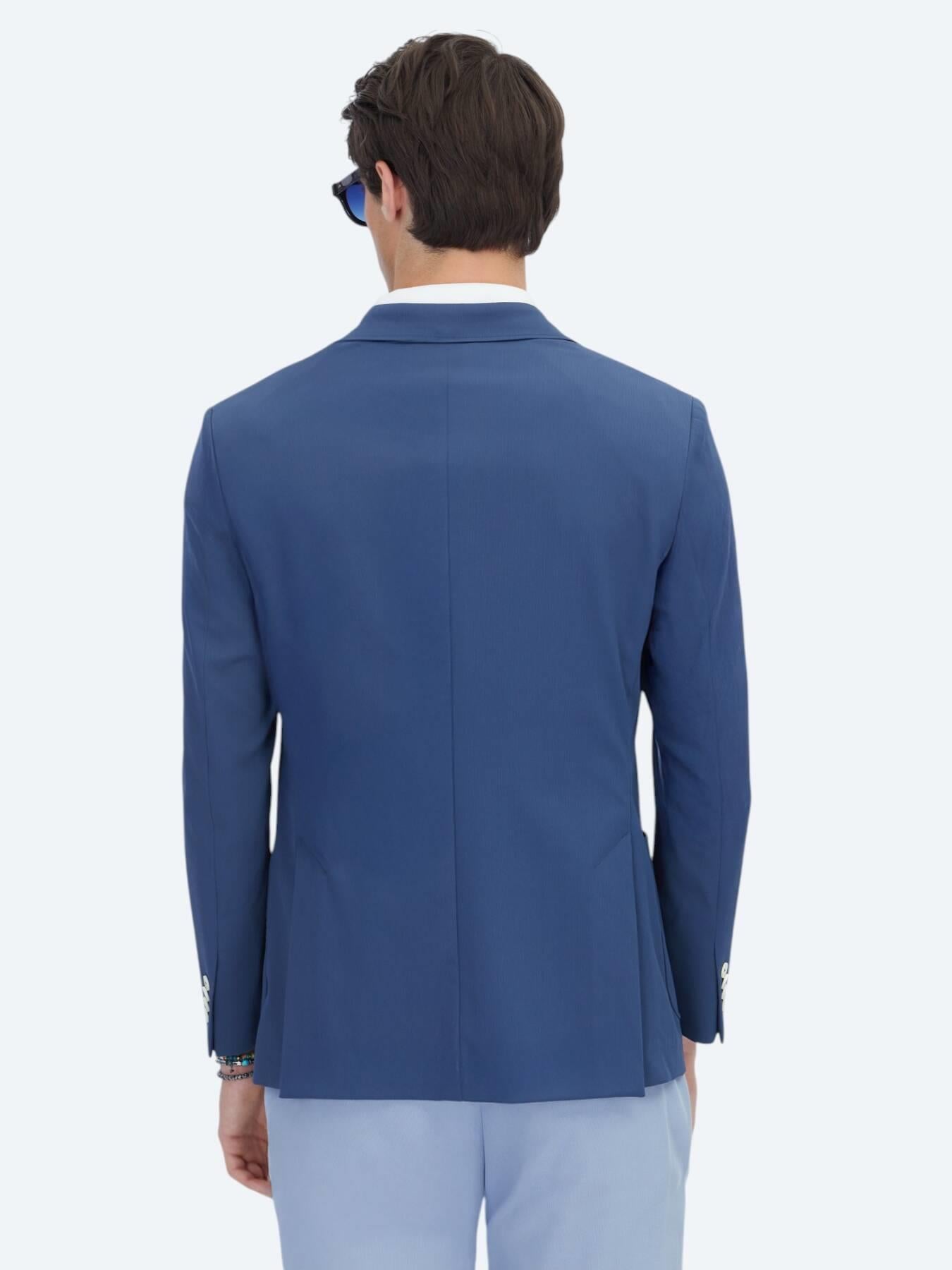 Indigo Desenli Modern Fit Ceket