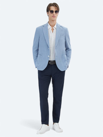 Mavi Desenli Modern Fit Ceket
