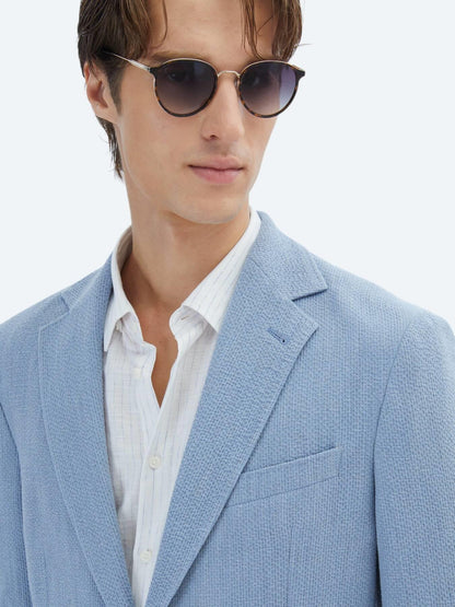 Mavi Desenli Modern Fit Ceket