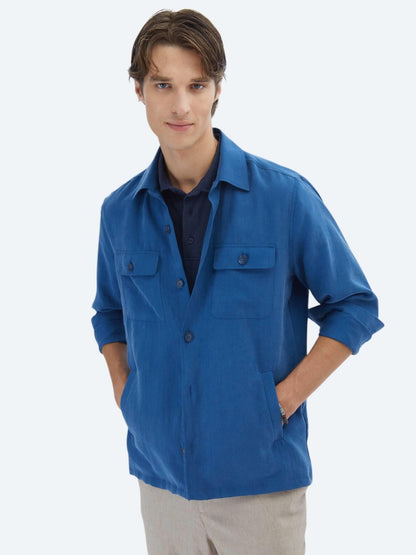 Indigo Regular Fit Dokuma Overshırt