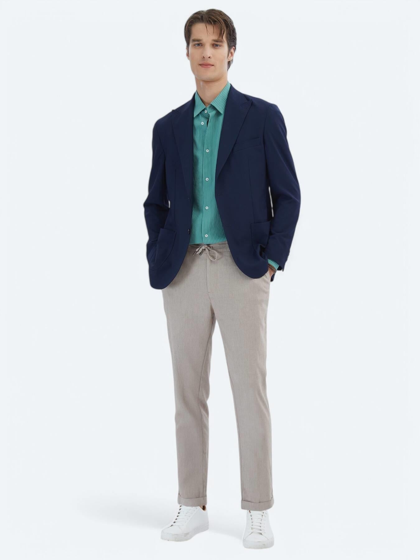 Lacivert Desenli Modern Fit Ceket