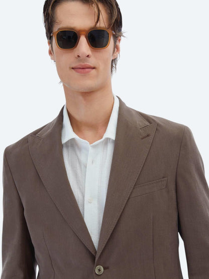 Kahverengi Düz Modern Fit Takım Elbise