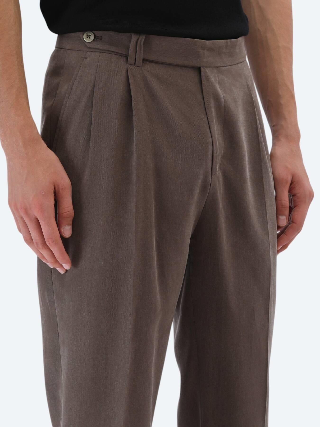 Kahverengi Düz Modern Fit Takım Elbise