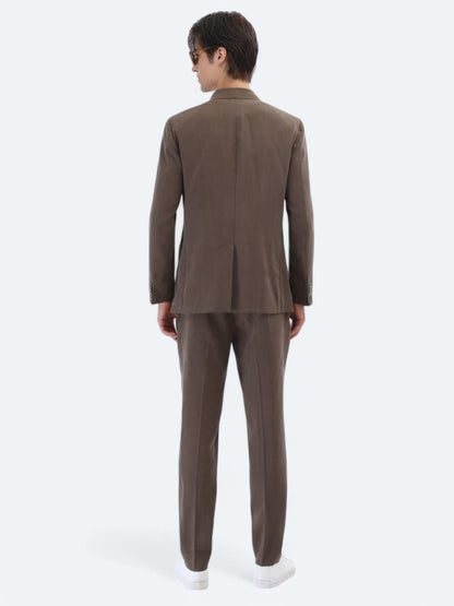 Kahverengi Düz Modern Fit Takım Elbise