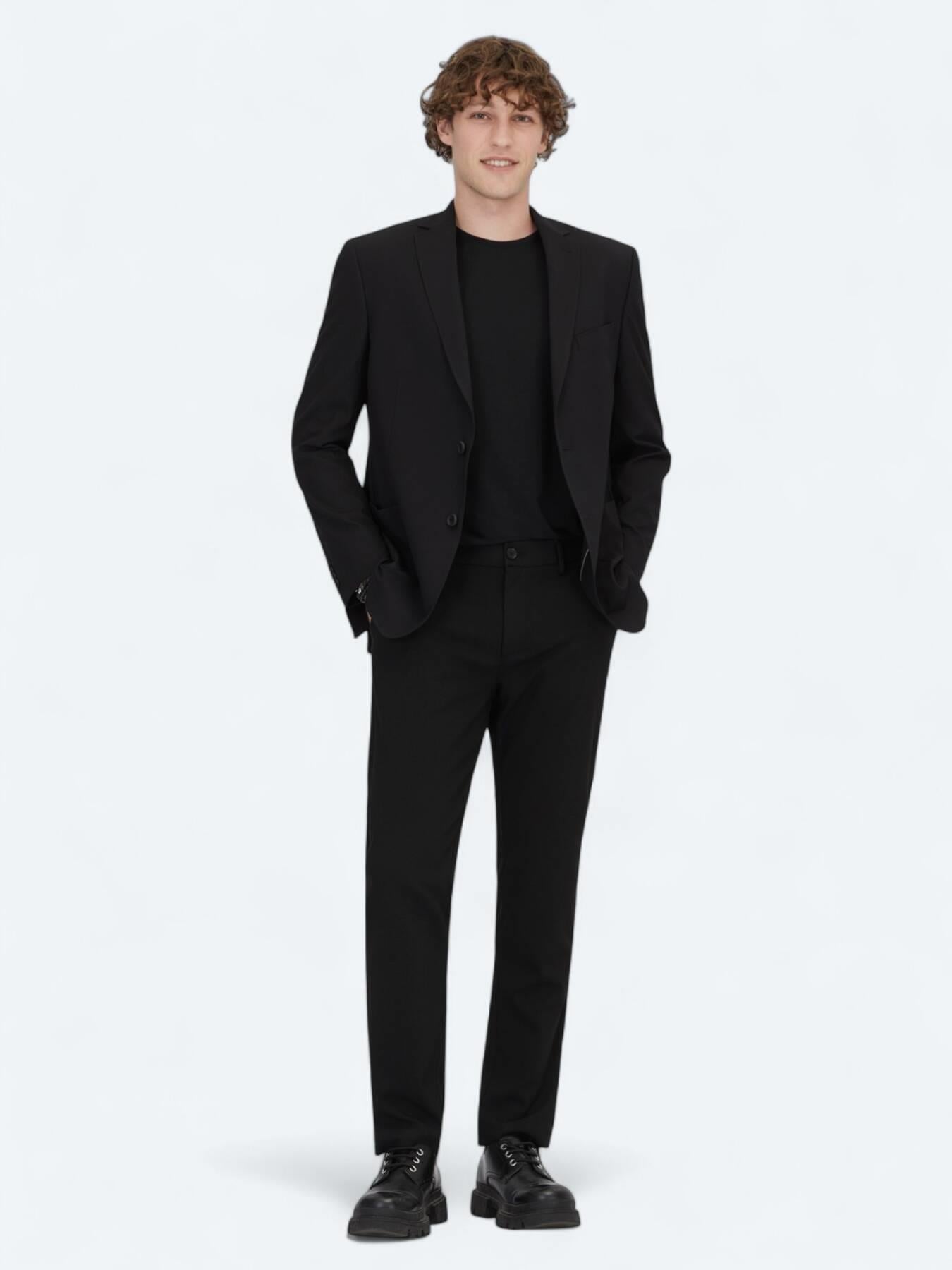 Siyah Desenli Regular Fit Ceket