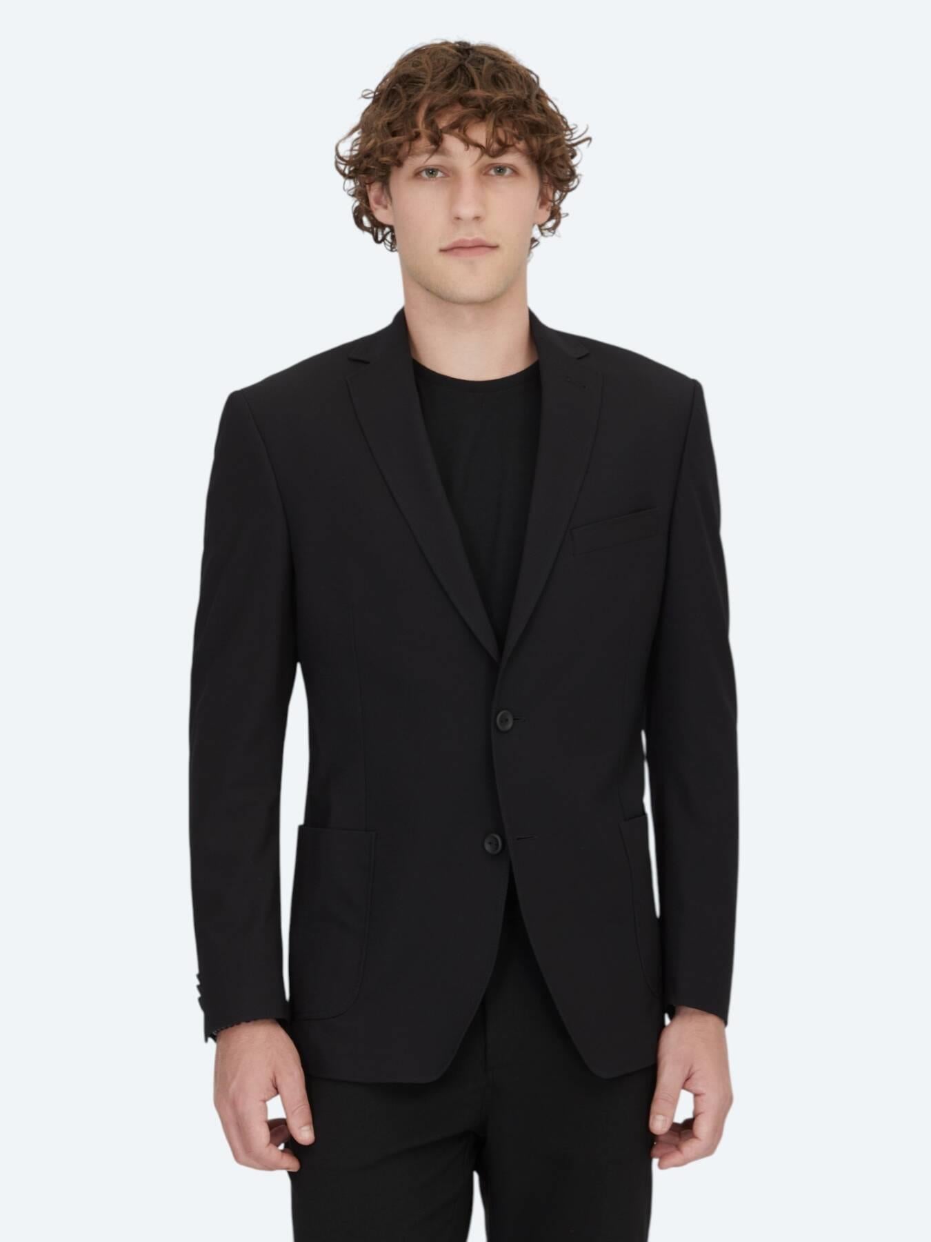 Siyah Desenli Regular Fit Ceket