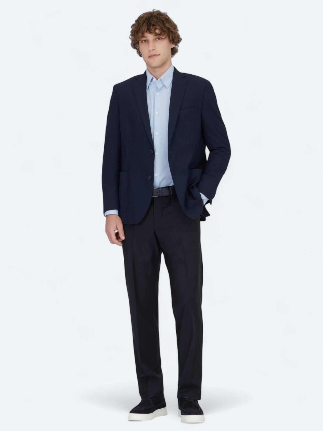 Lacivert Desenli Regular Fit Ceket