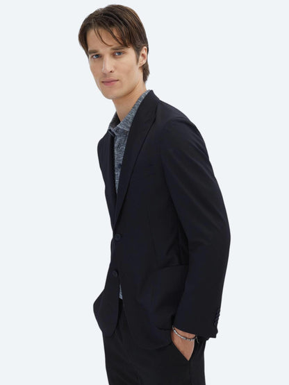 Siyah Desenli Modern Fit Ceket