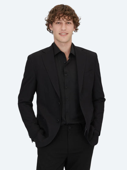 Siyah Desenli Modern Fit Ceket