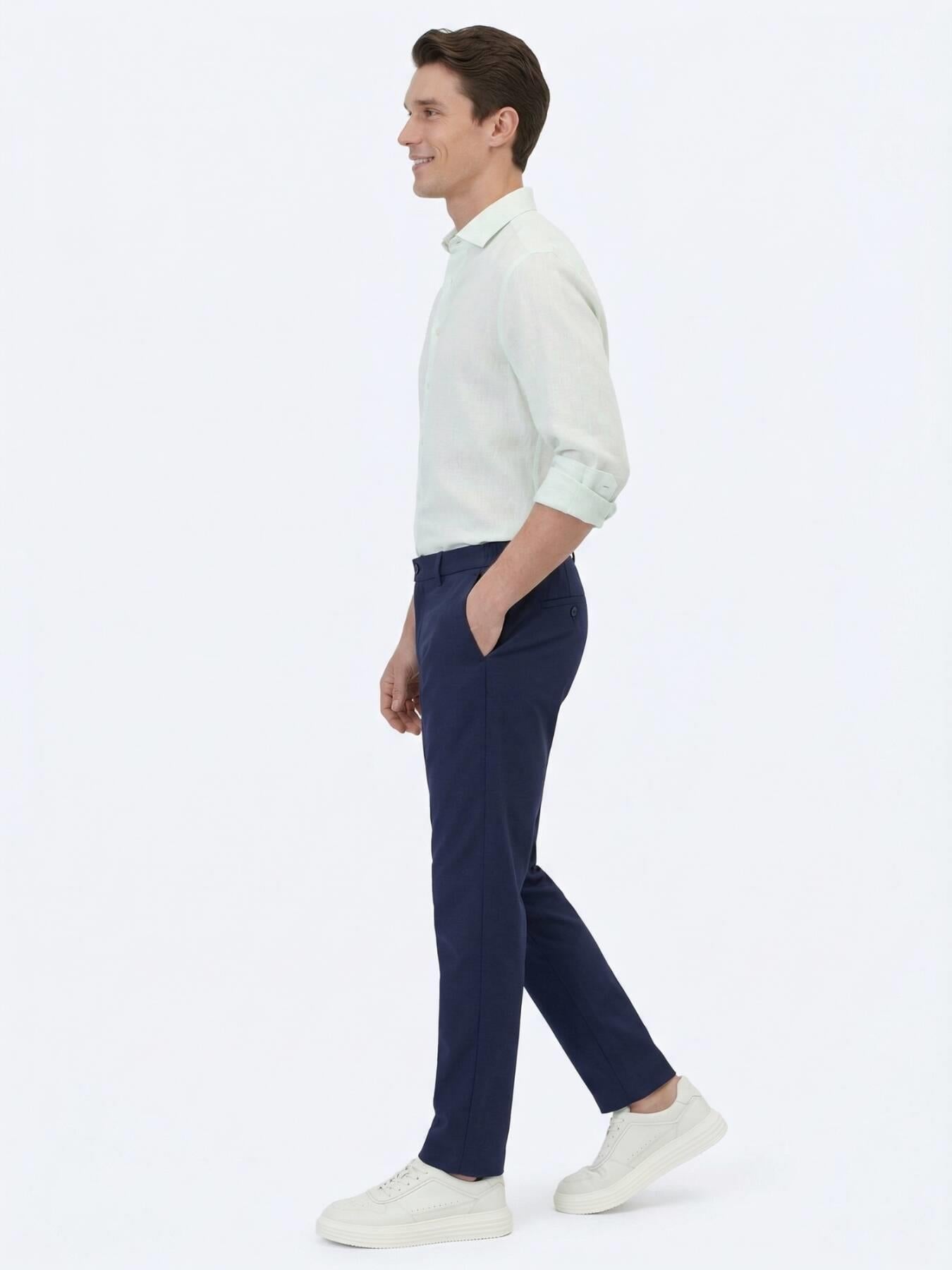 Su Yeşili Düz Regular Fit Uzun Dokuma Casual Pamuk Karışımlı Gömlek