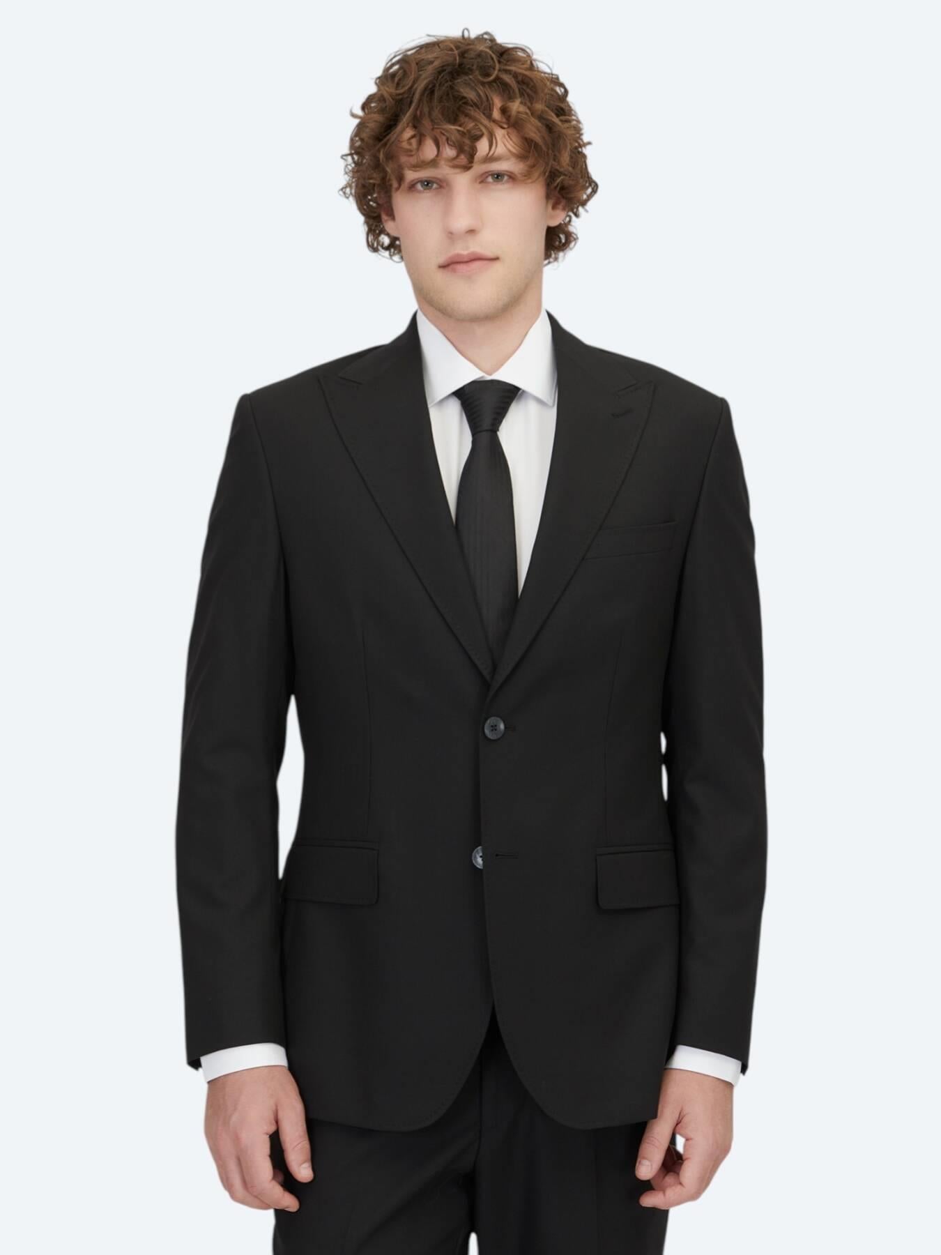 Siyah Çizgili Modern Fit Takım Elbise