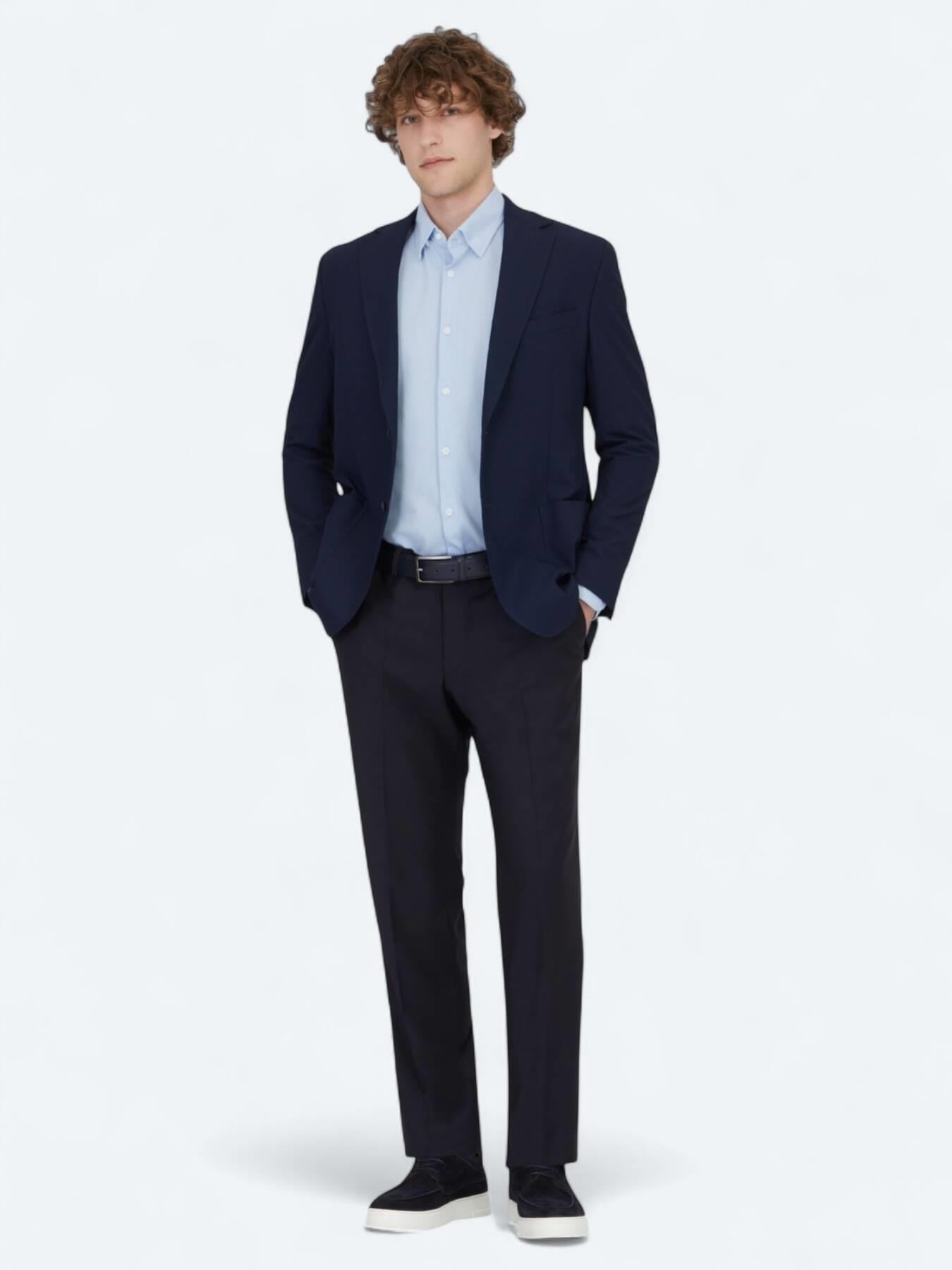 Lacivert Desenli Modern Fit Ceket