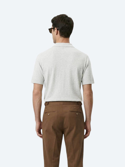 Bej Desenli Regular Fit Kısa Casual Keten Karışımlı Gömlek