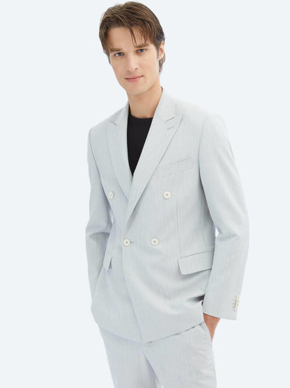 Açık Gri Düz Modern Fit Takım Elbise