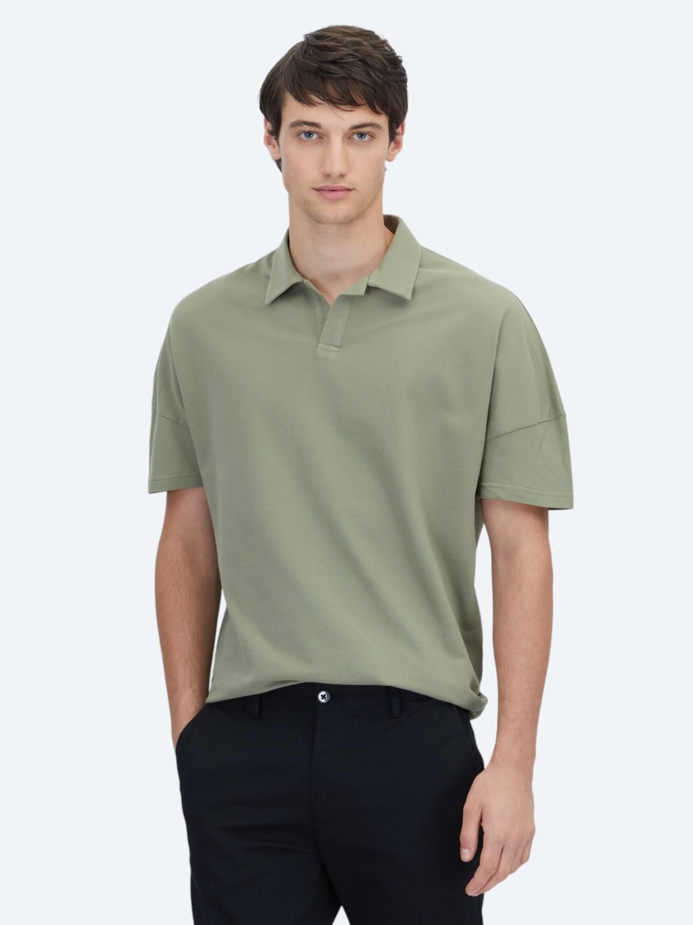 Yeşil Polo Yaka %100 Pamuk T-shirt
