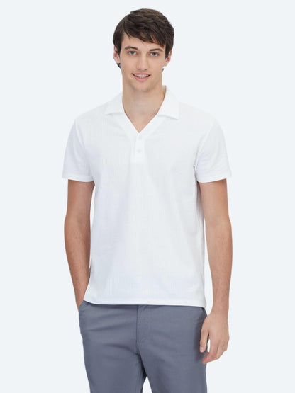 Beyaz Polo Yaka %100 Pamuk T-shirt