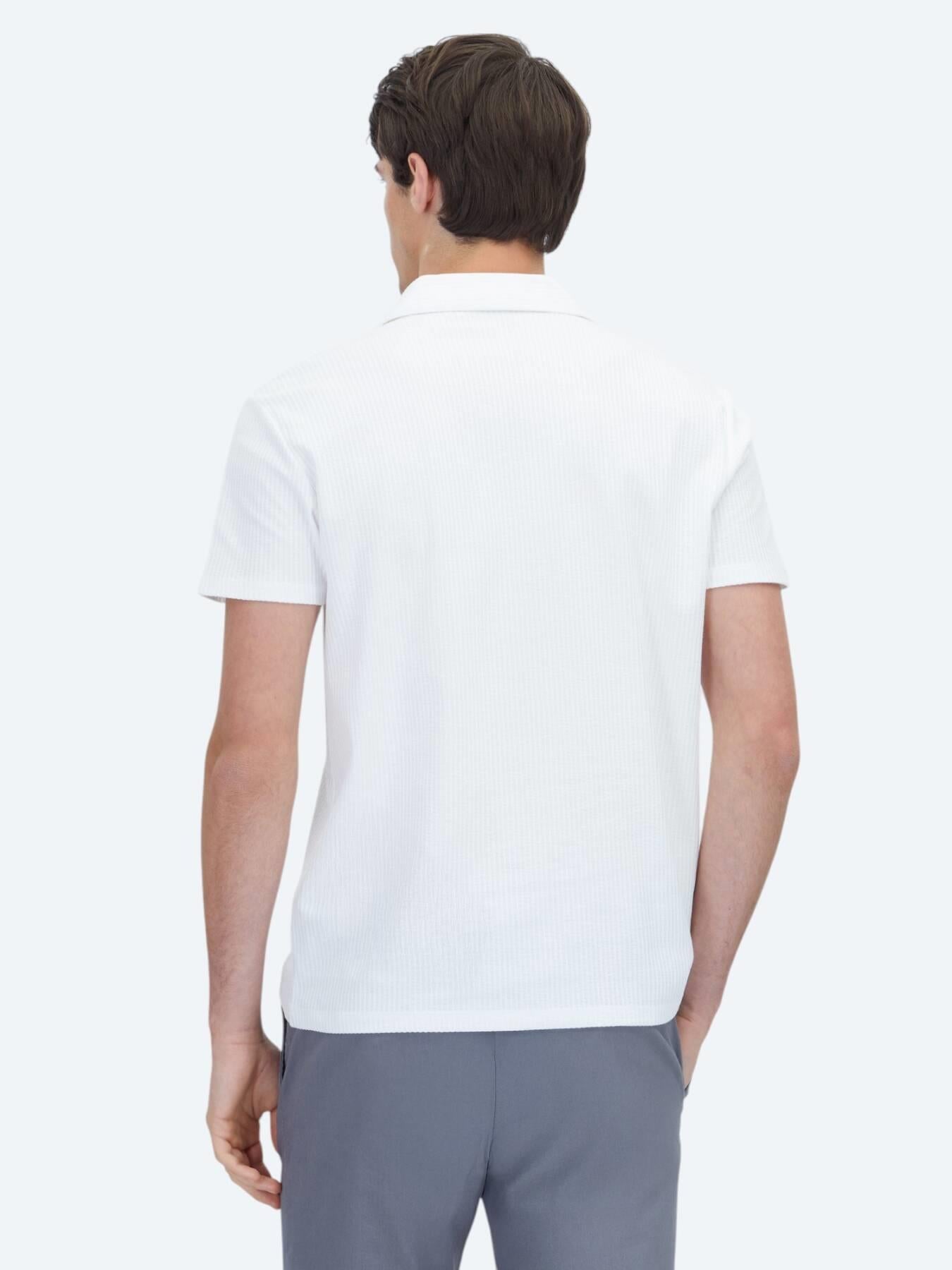Beyaz Polo Yaka %100 Pamuk T-shirt