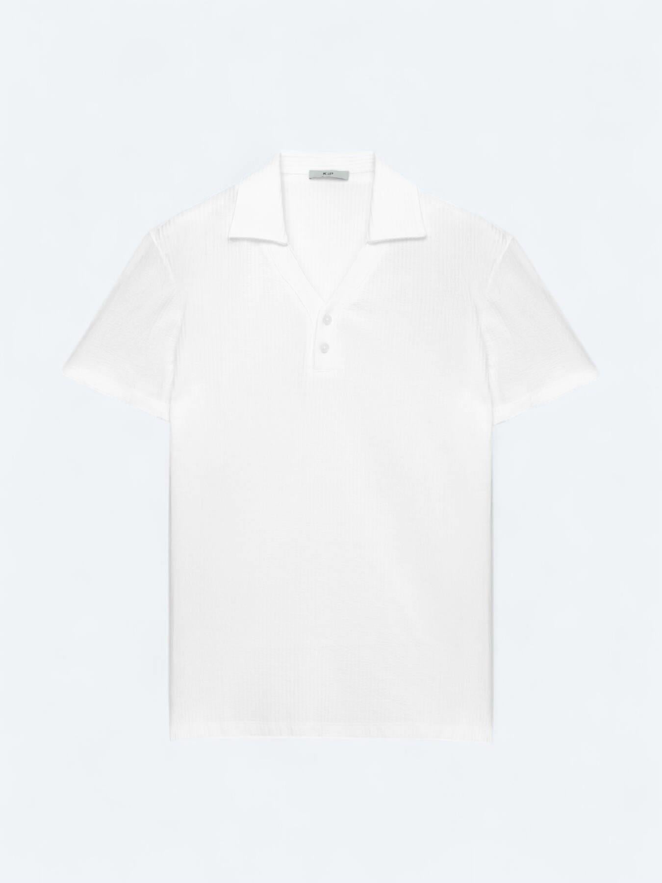 Beyaz Polo Yaka %100 Pamuk T-shirt