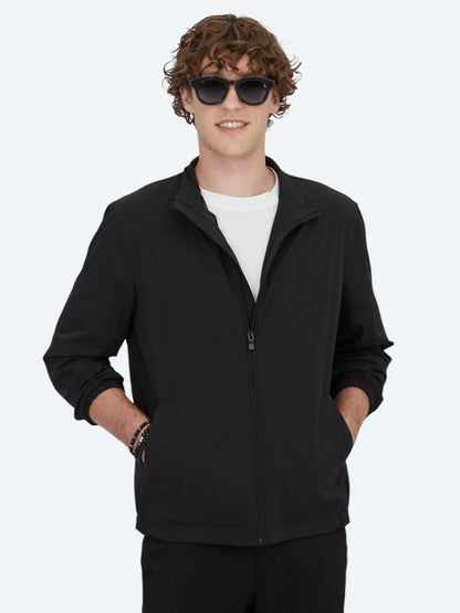 Siyah Regular Fit Dik Yaka Casual Dokuma Mont