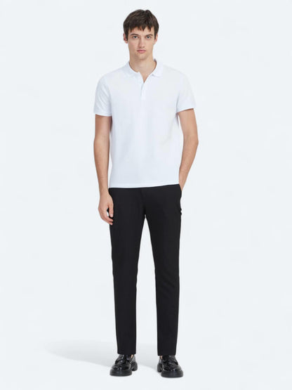 Beyaz Düz Polo Yaka %100 Pamuk T-shirt