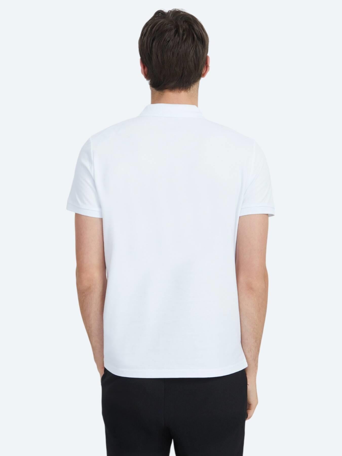 Beyaz Düz Polo Yaka %100 Pamuk T-shirt