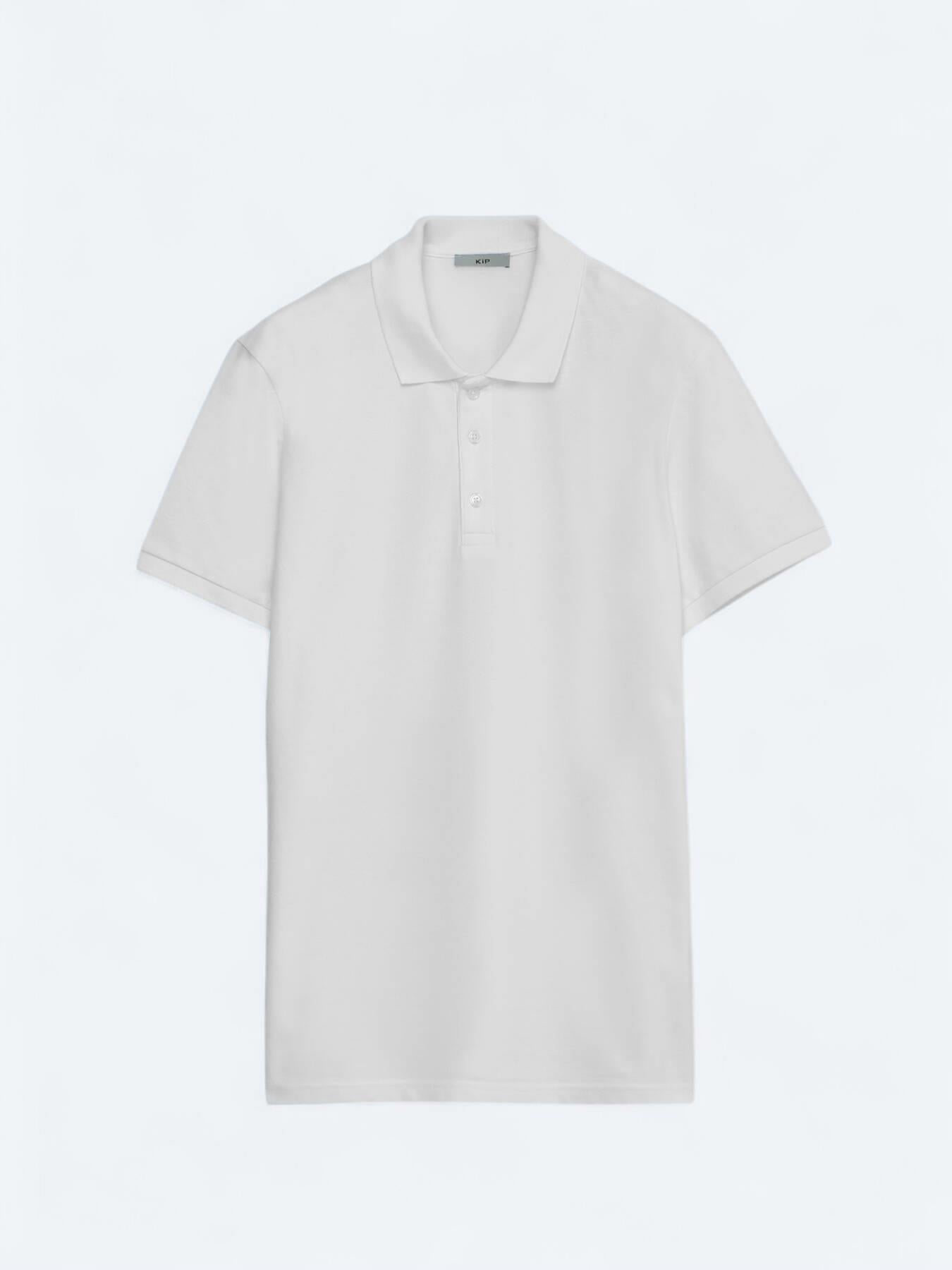 Beyaz Düz Polo Yaka %100 Pamuk T-shirt