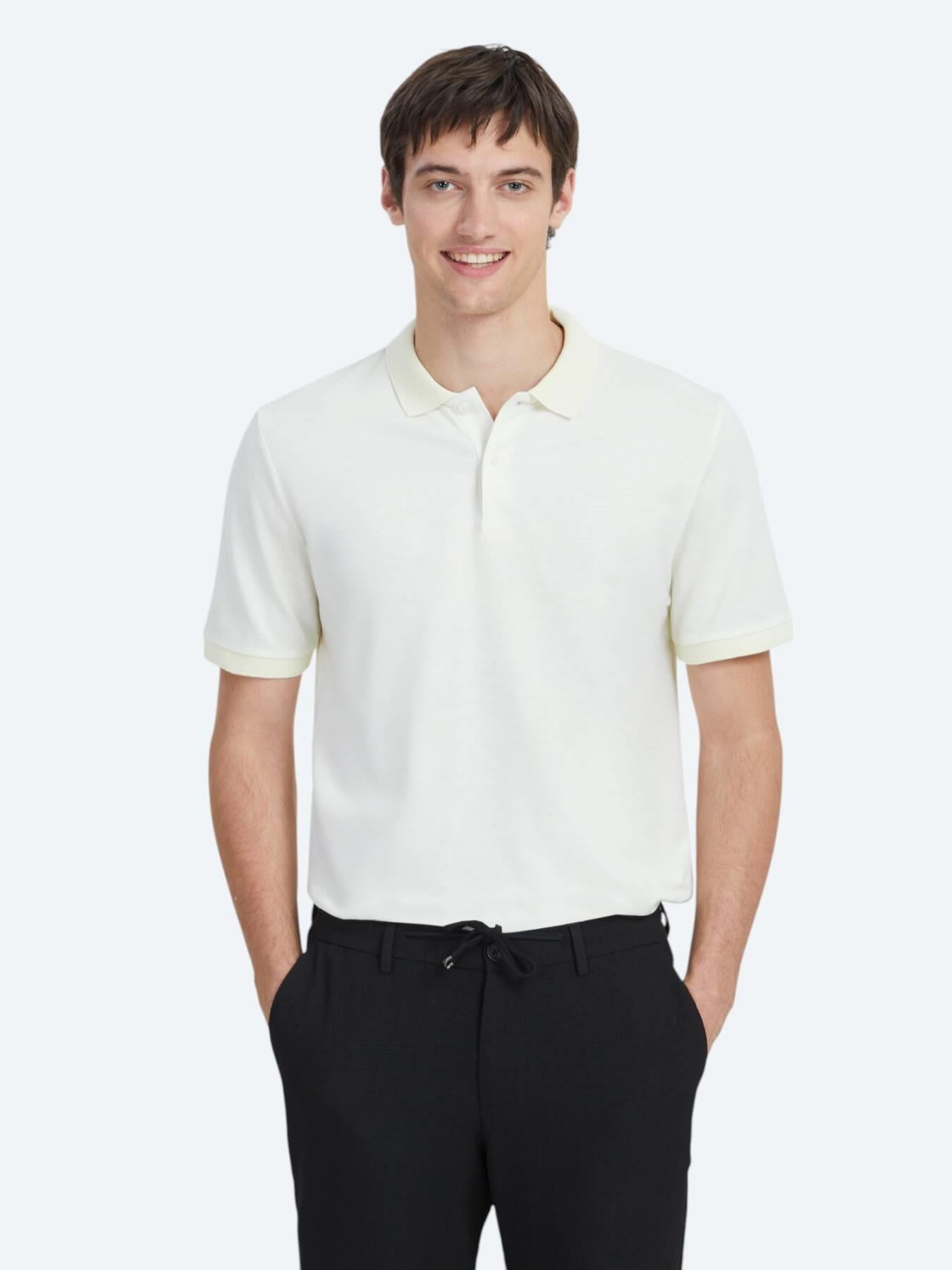 Ekru Polo Yaka %100 Pamuk T-shirt