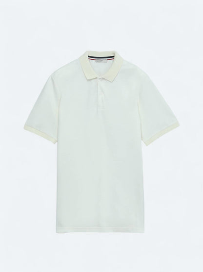 Ekru Polo Yaka %100 Pamuk T-shirt