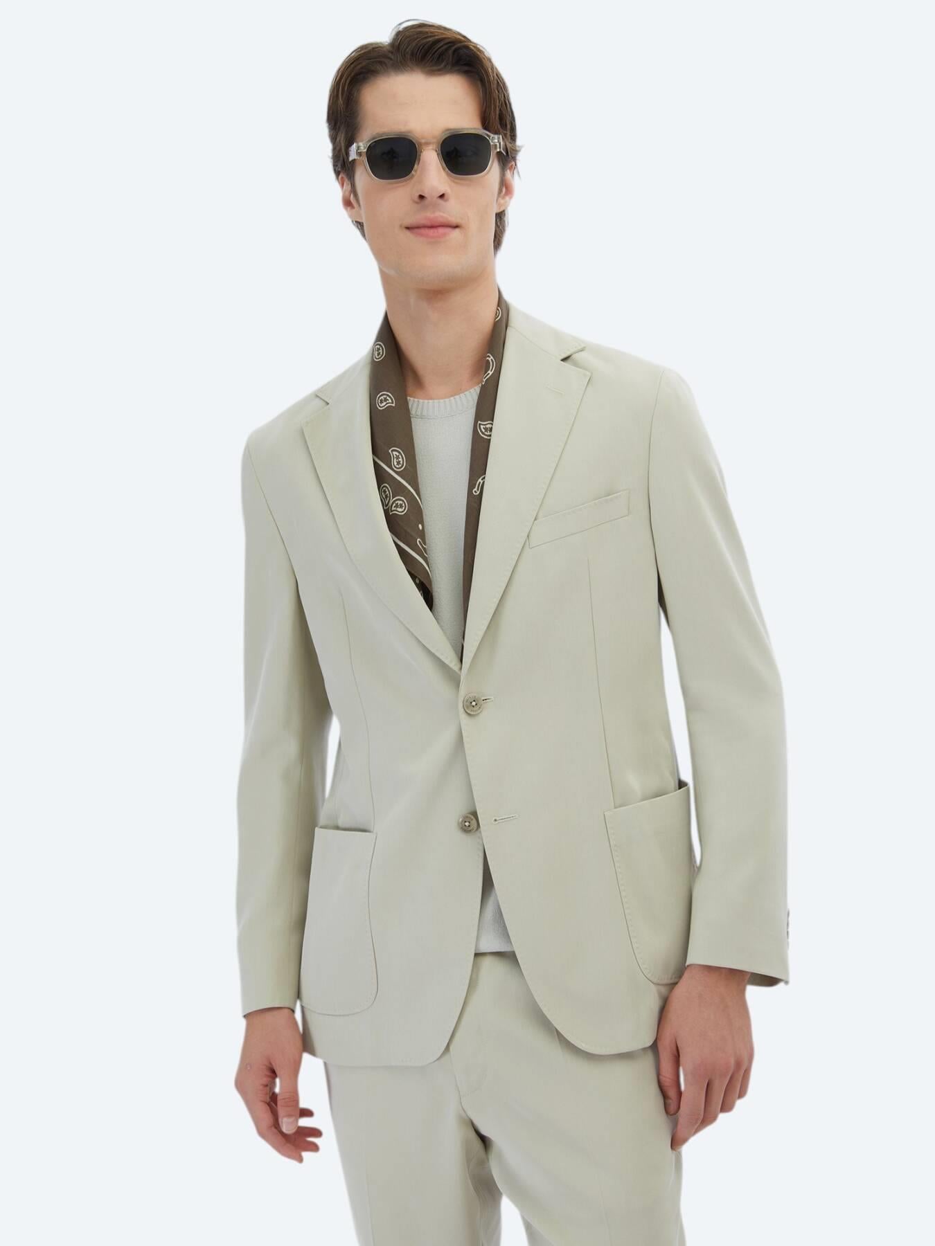 Bej Düz Modern Fit Takım Elbise