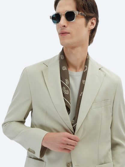 Bej Düz Modern Fit Takım Elbise