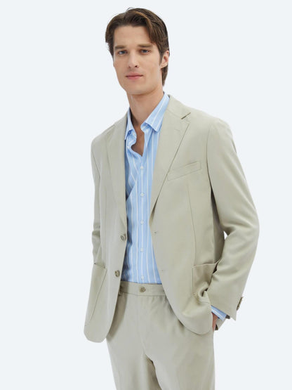 Bej Düz Modern Fit Takım Elbise