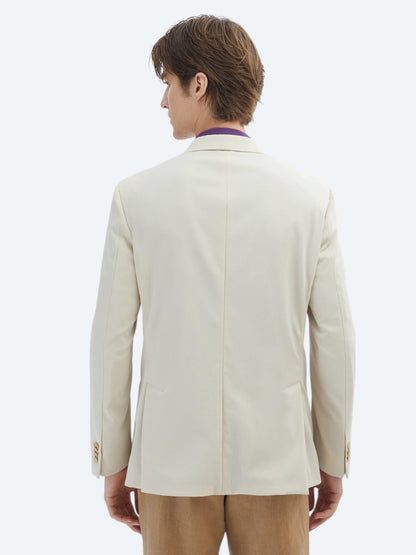 Bej Desenli Modern Fit Ceket