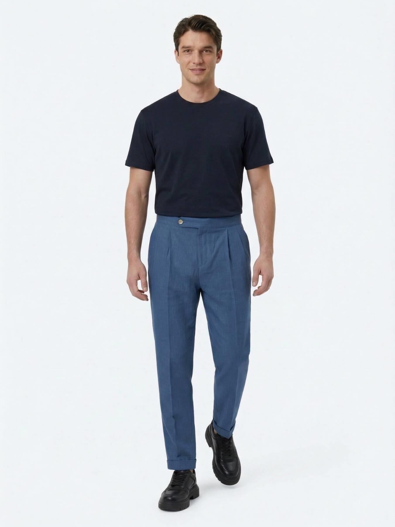 Indigo Dokuma Carrot Fit Casual Pamuk Karışımlı Pantolon