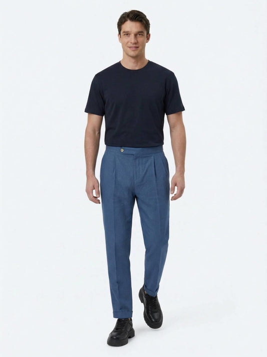 Indigo Dokuma Carrot Fit Casual Pamuk Karışımlı Pantolon