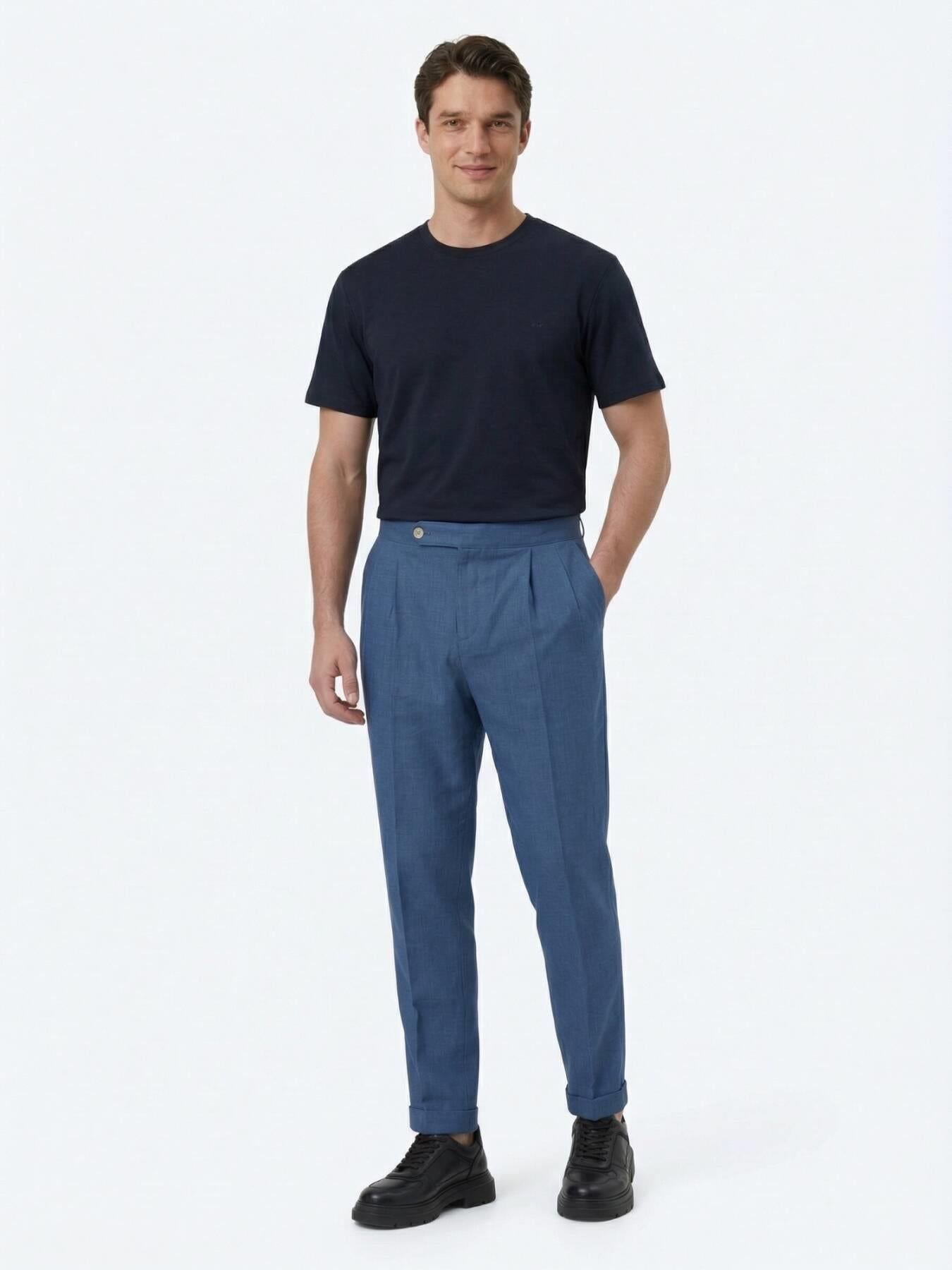 Indigo Dokuma Carrot Fit Casual Pamuk Karışımlı Pantolon