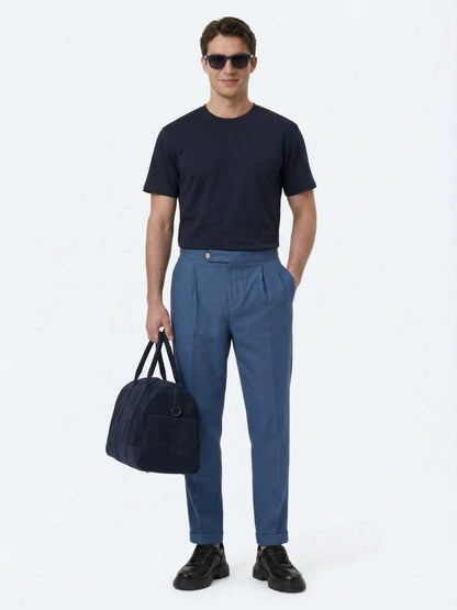 Indigo Dokuma Carrot Fit Casual Pamuk Karışımlı Pantolon
