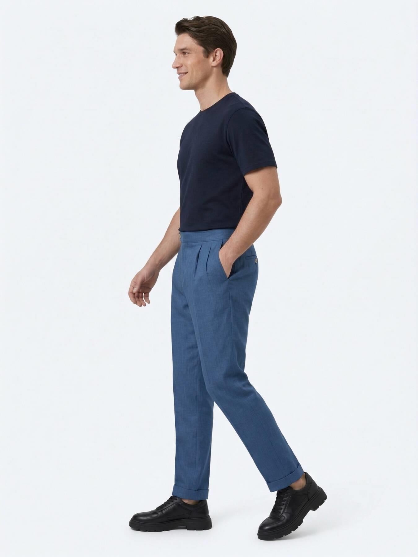 Indigo Dokuma Carrot Fit Casual Pamuk Karışımlı Pantolon