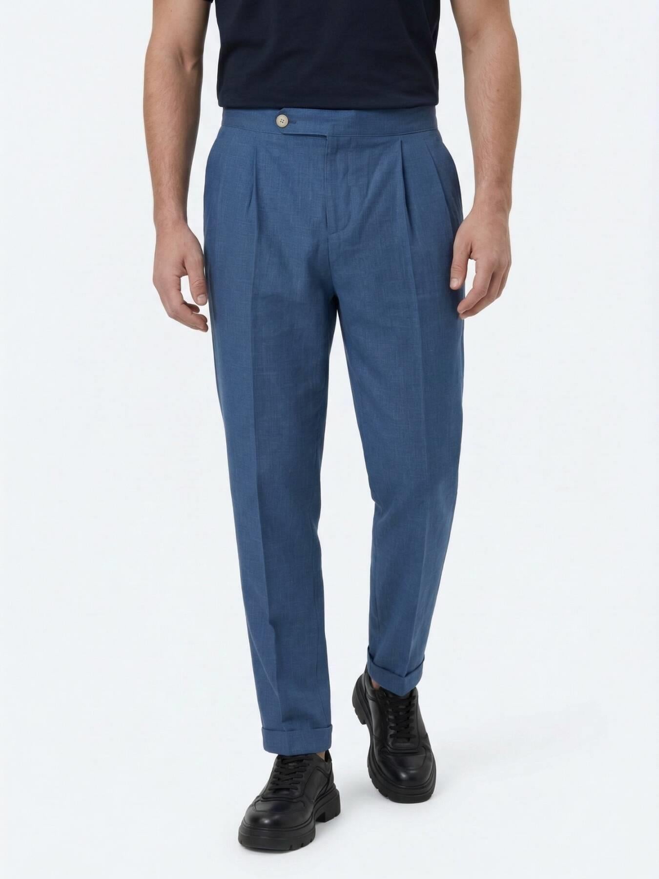 Indigo Dokuma Carrot Fit Casual Pamuk Karışımlı Pantolon