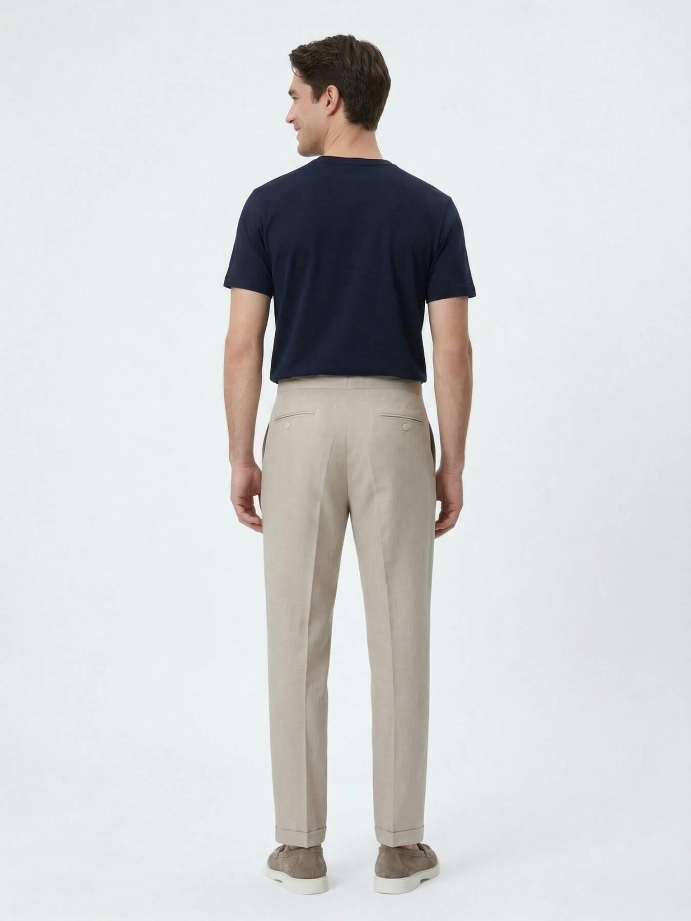Vizon Dokuma Carrot Fit Casual Pamuk Karışımlı Pantolon