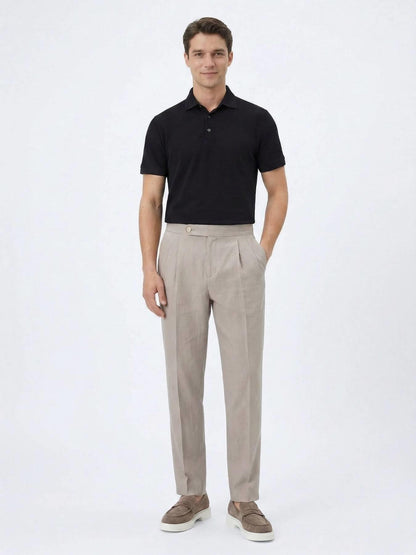 Koyu Vizon Dokuma Carrot Fit Casual Pamuk Karışımlı Pantolon