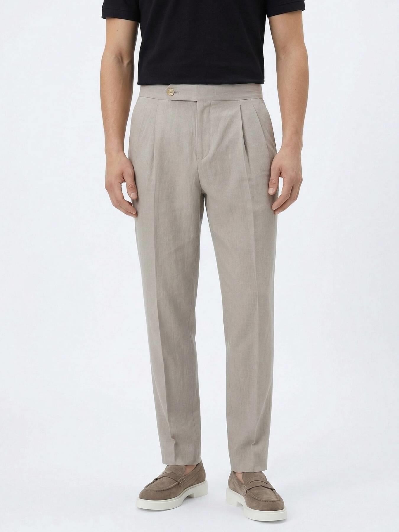 Koyu Vizon Dokuma Carrot Fit Casual Pamuk Karışımlı Pantolon